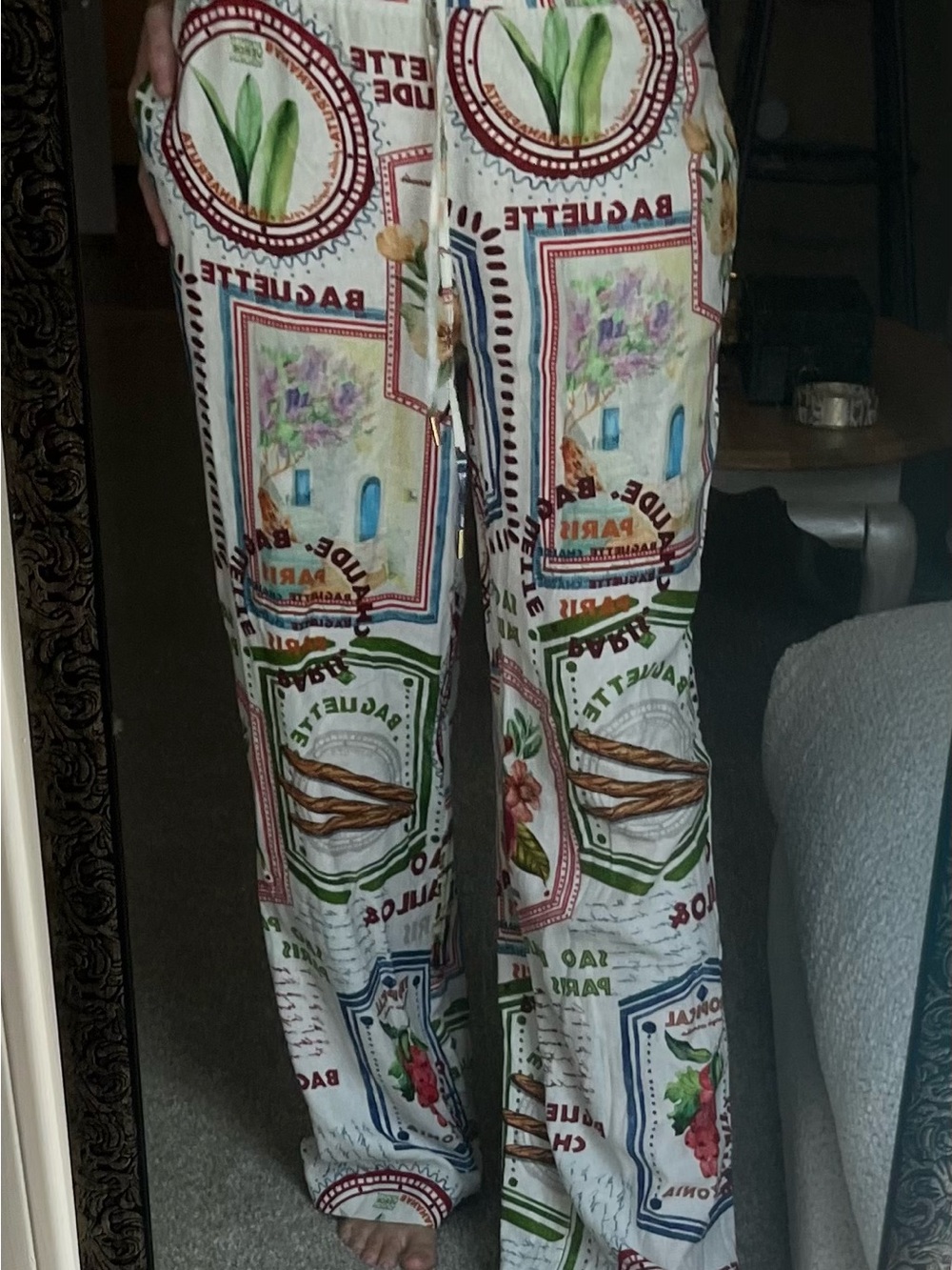Flowy pattern linen pants
